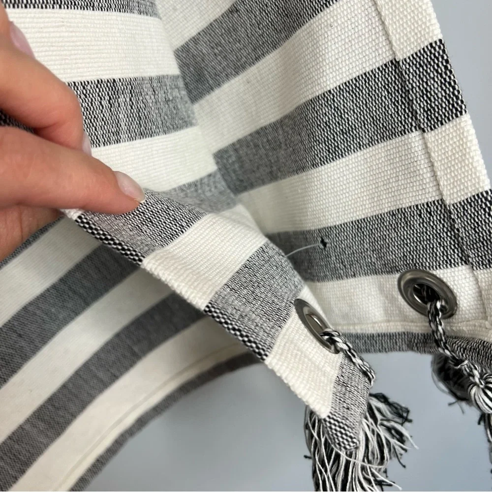 S Lifestyle Cotton Black and White Striped Tassel Placemats, Set of 4‎ HH